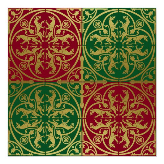 Mittelalterliche Renaissance Herald Lion Leopard M Poster (Vorderseite)