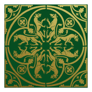 Mittelalterliche Renaissance Herald Lion Leopard M Poster