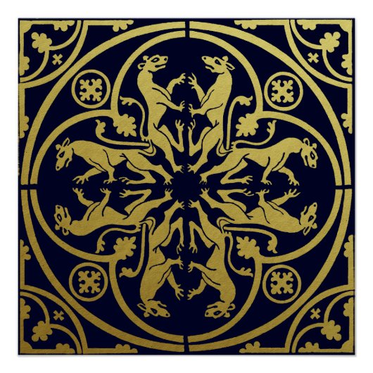 Mittelalterliche Renaissance Herald Lion Leopard M Poster (Vorderseite)