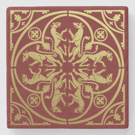 Mittelalterliche Renaissance Herald Lion Leopard M Steinuntersetzer (Vorderseite)