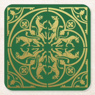 Mittelalterliche Renaissance Herald Löwe Leopard M Rechteckiger Pappuntersetzer