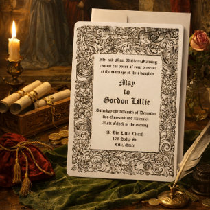 Mittelalterliche Renaissance-Holzschnitt-Rand Hoch Einladung