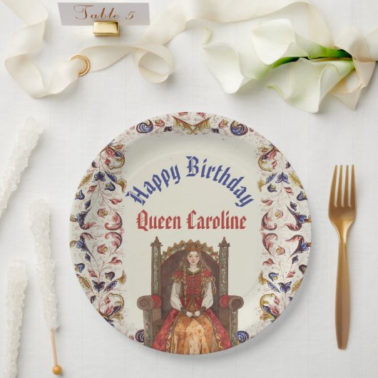 Mittelalterliche Renaissance-Königin Geburtstag Pappteller (Hochzeit)