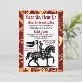 Mittelalterliche Renaissance Ritter Geburtstag Ein Einladung (Stehend Vorderseite)