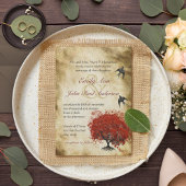 Mittelalterliche Renaissance Rote Bäume Love Birds Einladung