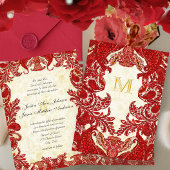 Mittelalterliche Renaissance - Rote Vintage Paisle Einladung