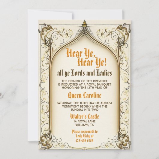 Mittelalterliche Renaissance Rustikaler Geburtstag Einladung (Vorderseite)