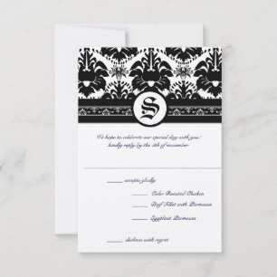 Mittelalterliche Renaissance Schwarze Damast-RSVP Einladung