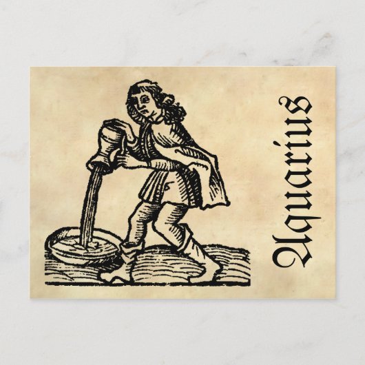 Mittelalterliche Renaissance Zodiac Symbol Aquariu Postkarte (Vorderseite)
