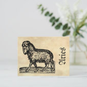 Mittelalterliche Renaissance Zodiac Symbol Aries Postkarte (Stehend Vorderseite)