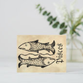 Mittelalterliche Renaissance Zodiac Symbol Pisces Postkarte (Stehend Vorderseite)