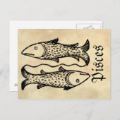 Mittelalterliche Renaissance Zodiac Symbol Pisces Postkarte (Vorne/Hinten)