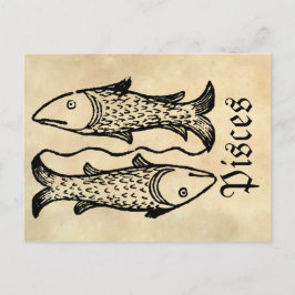 Mittelalterliche Renaissance Zodiac Symbol Pisces Postkarte