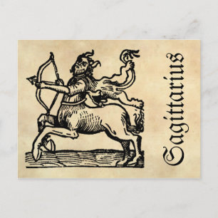 Mittelalterliche Renaissance Zodiac Symbol Sagitta Postkarte