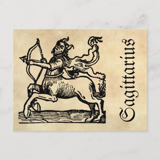 Mittelalterliche Renaissance Zodiac Symbol Sagitta Postkarte (Vorderseite)