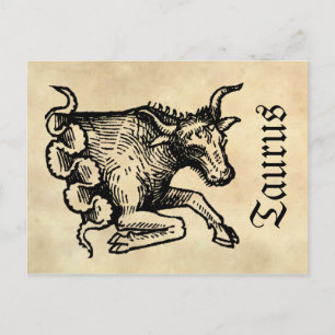 Mittelalterliche Renaissance Zodiac Symbol Taurus Postkarte