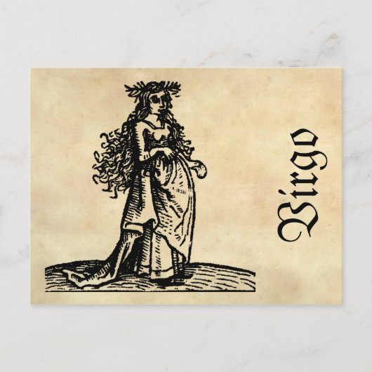 Mittelalterliche Renaissance Zodiac Symbol Virgo Postkarte (Vorderseite)