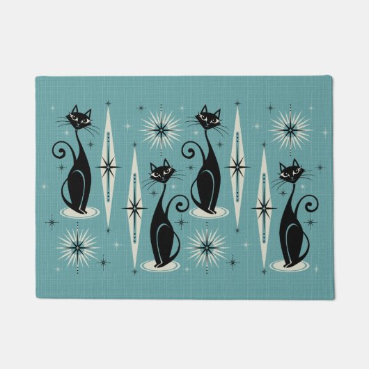 Mittelalterliche Réro Atomkatzen - Blau Fußmatte (Vorderseite)