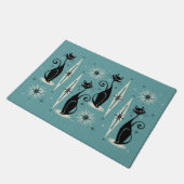 Mittelalterliche Réro Atomkatzen - Blau Fußmatte (Schrägansicht)