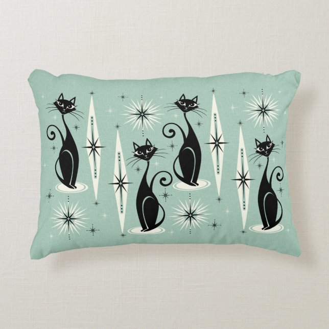 Mittelalterliche Réro Atomkatzen - Minze Dekokissen (Vorderseite)