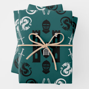 Mittelalterliche Ritter des Runden Tisches Geschenkpapier Set