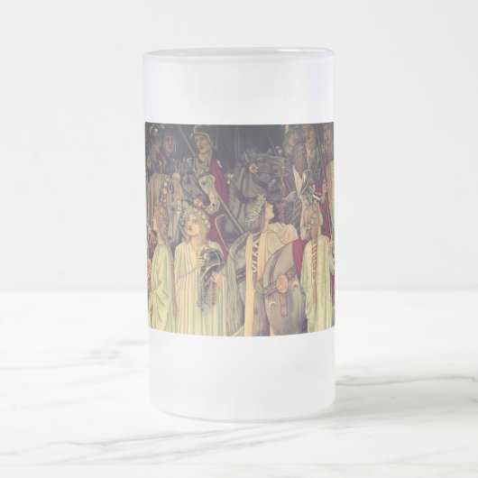 Mittelalterliche Ritter des Runden Tisches Mattglas Bierglas (Mittel)