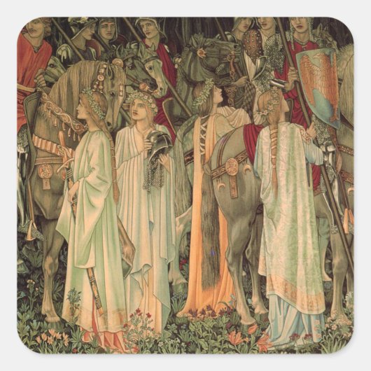 Mittelalterliche Ritter des Runden Tisches Quadratischer Aufkleber (Vorderseite)