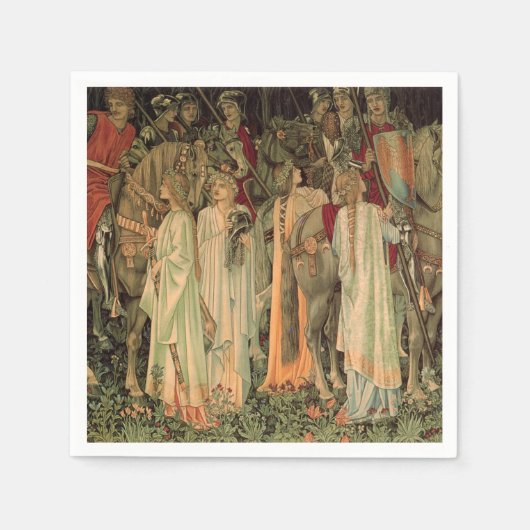 Mittelalterliche Ritter des Runden Tisches Serviette (Vorderseite)