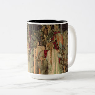 Mittelalterliche Ritter des Runden Tisches Zweifarbige Tasse