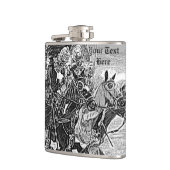 mittelalterliche Ritter, die auf Flachmann (Links)