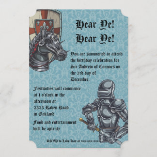 Mittelalterliche Ritter-Geburtstags-Einladung Einladung
