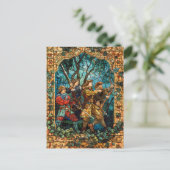 Mittelalterliche Ritter im verzauberten Wald Postkarte (Stehend Vorderseite)