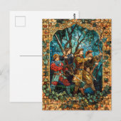 Mittelalterliche Ritter im verzauberten Wald Postkarte (Vorne/Hinten)
