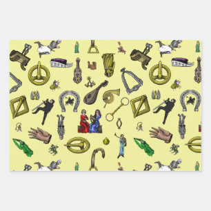 Mittelalterliche Ritter, Ingenieurwissenschaften u Geschenkpapier Set