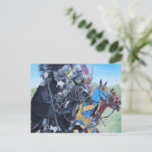 mittelalterliche Ritter jouten auf Pferden histori Postkarte (Stehend Vorderseite)