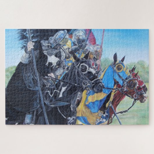 mittelalterliche Ritter jouten auf Pferden histori Puzzle (Horizontal)