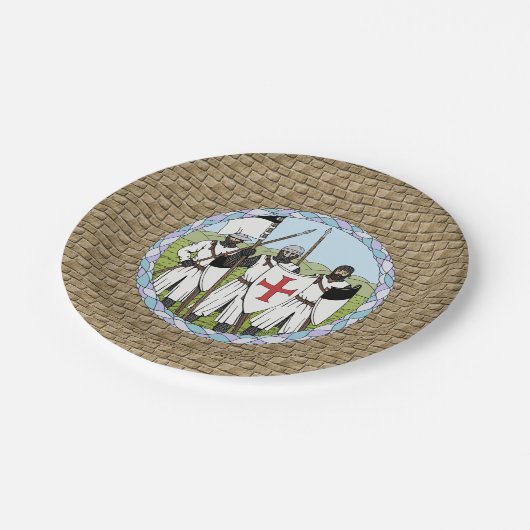 Mittelalterliche Ritter Pappteller (Schrägansicht)