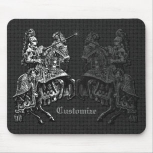 Mittelalterliche Ritter Schwarz & Weiß Mousepad