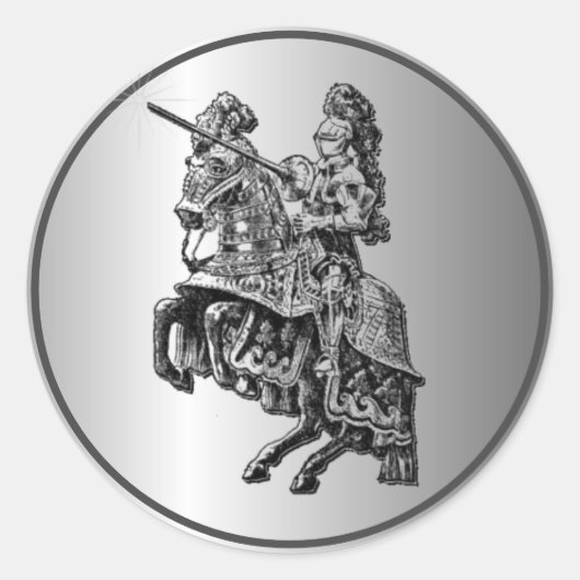 Mittelalterliche Ritter Silver Runder Aufkleber (Vorderseite)