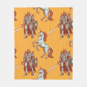 mittelalterliche Ritter und Einhorn nahtlos Muster Fleecedecke