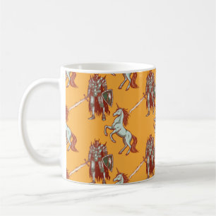 mittelalterliche Ritter und Einhorn nahtlos Muster Kaffeetasse