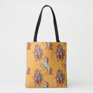 mittelalterliche Ritter und Einhorn nahtlos Muster Tasche