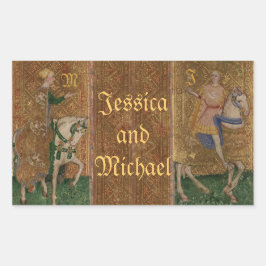 Mittelalterliche Ritterrenaissance-Hochzeitsaufkle Rechteckiger Aufkleber