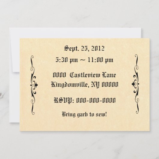 Mittelalterliche Rolle Einladung (Rückseite)