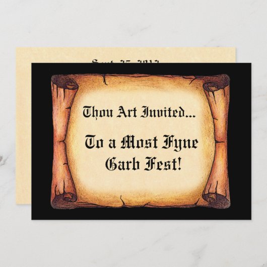 Mittelalterliche Rolle Einladung (Vorne/Hinten)