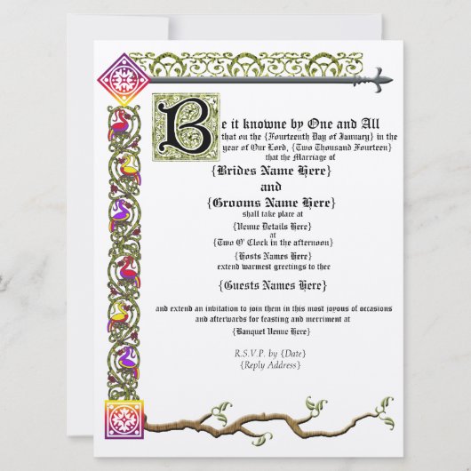 Mittelalterliche Rolle-Hochzeits-Einladung Einladung (Vorderseite)