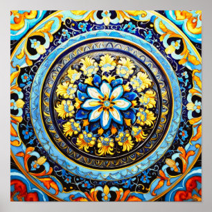 Mittelalterliche römisch-italienische Majolika Poster