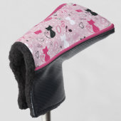 Mittelalterliche rosafarbene Herzkatzen Golf Headcover (3/4 Vorderseite)