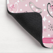 Mittelalterliche rosafarbene Herzkatzen Mousepad (Ecke)