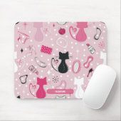 Mittelalterliche rosafarbene Herzkatzen Mousepad (Mit Mouse)
